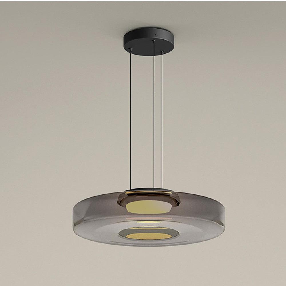 Hanglamp Minimalistisch met Gelaagd Glazen Kap en Verstelbare Hoogte