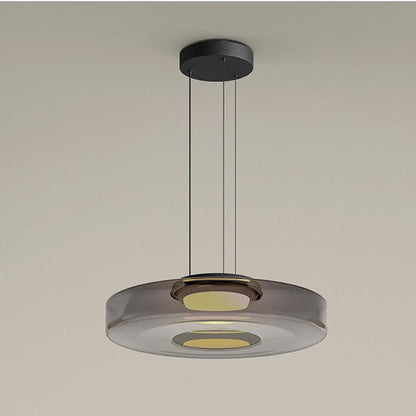 Hanglamp Minimalistisch met Gelaagd Glazen Kap en Verstelbare Hoogte
