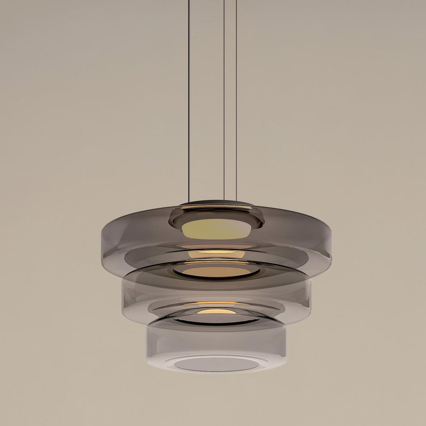 Hanglamp Minimalistisch met Gelaagd Glazen Kap en Verstelbare Hoogte