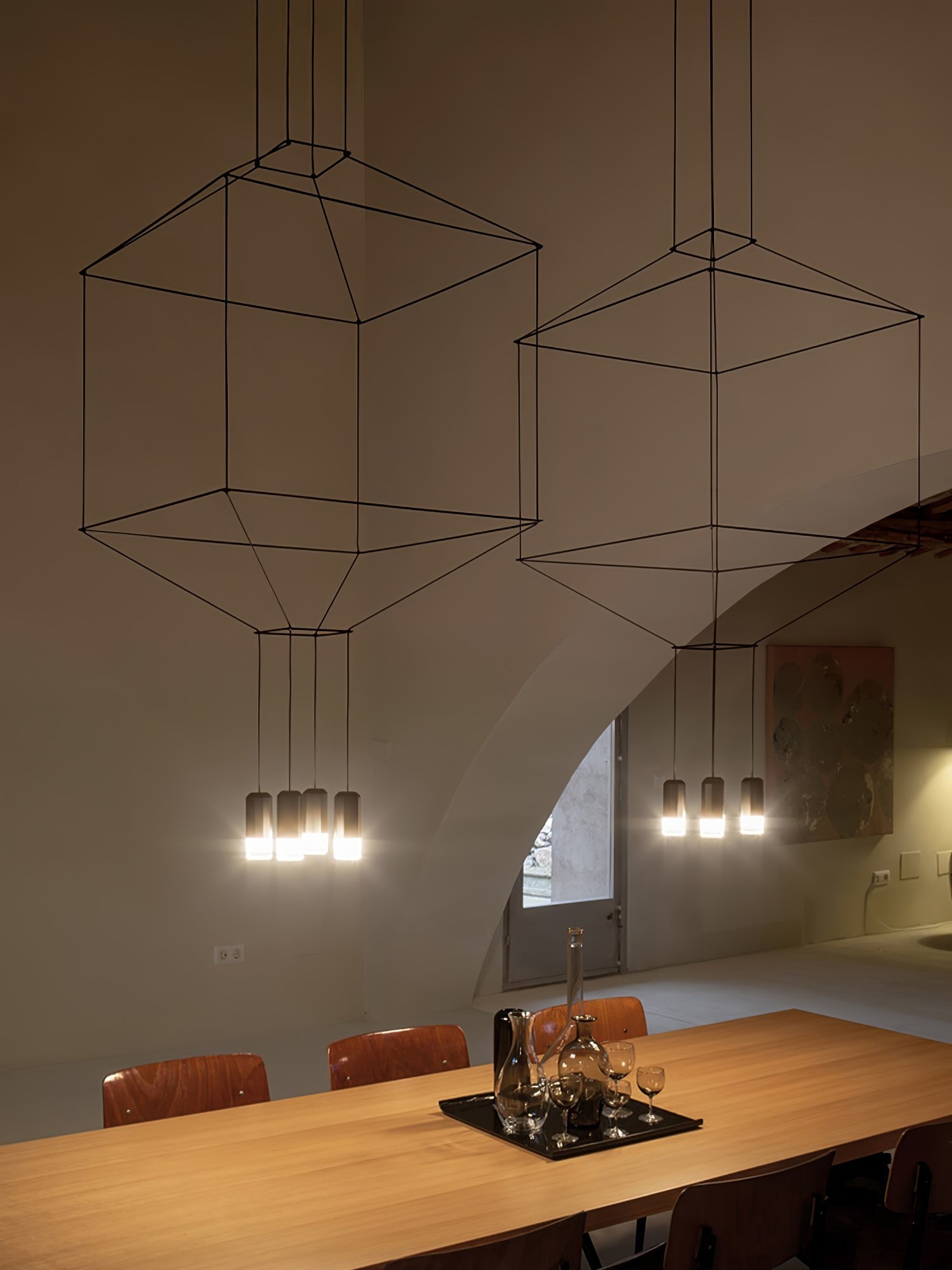 Hanglamp Minimalistisch met Geometrisch Draadframe en LED Spots
