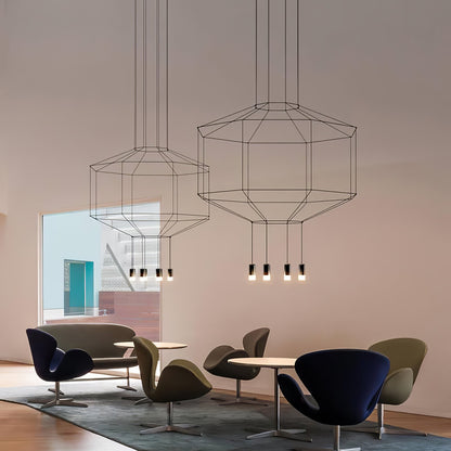 Hanglamp Minimalistisch met Geometrisch Draadframe en LED Spots