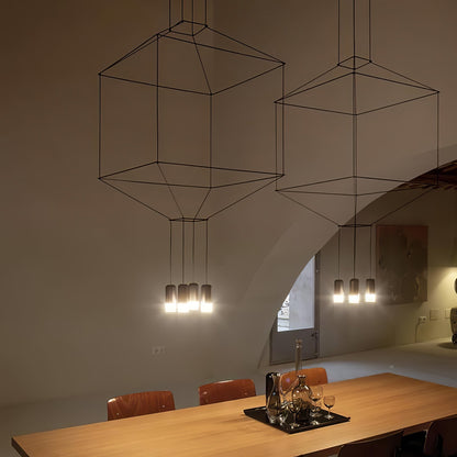 Hanglamp Minimalistisch met Geometrisch Draadframe en LED Spots