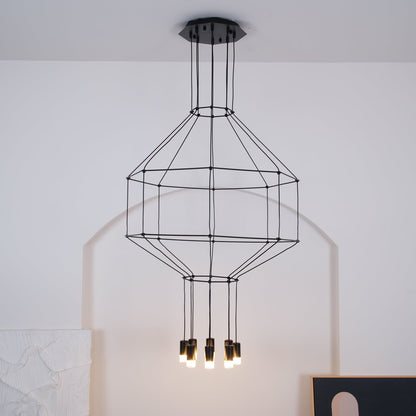 Hanglamp Minimalistisch met Geometrisch Draadframe en LED Spots
