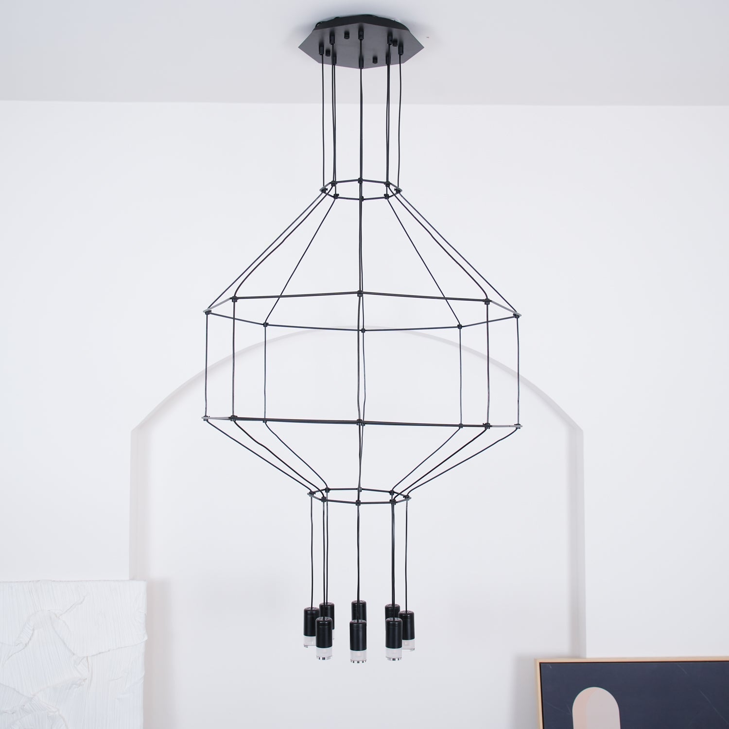 Hanglamp Minimalistisch met Geometrisch Draadframe en LED Spots