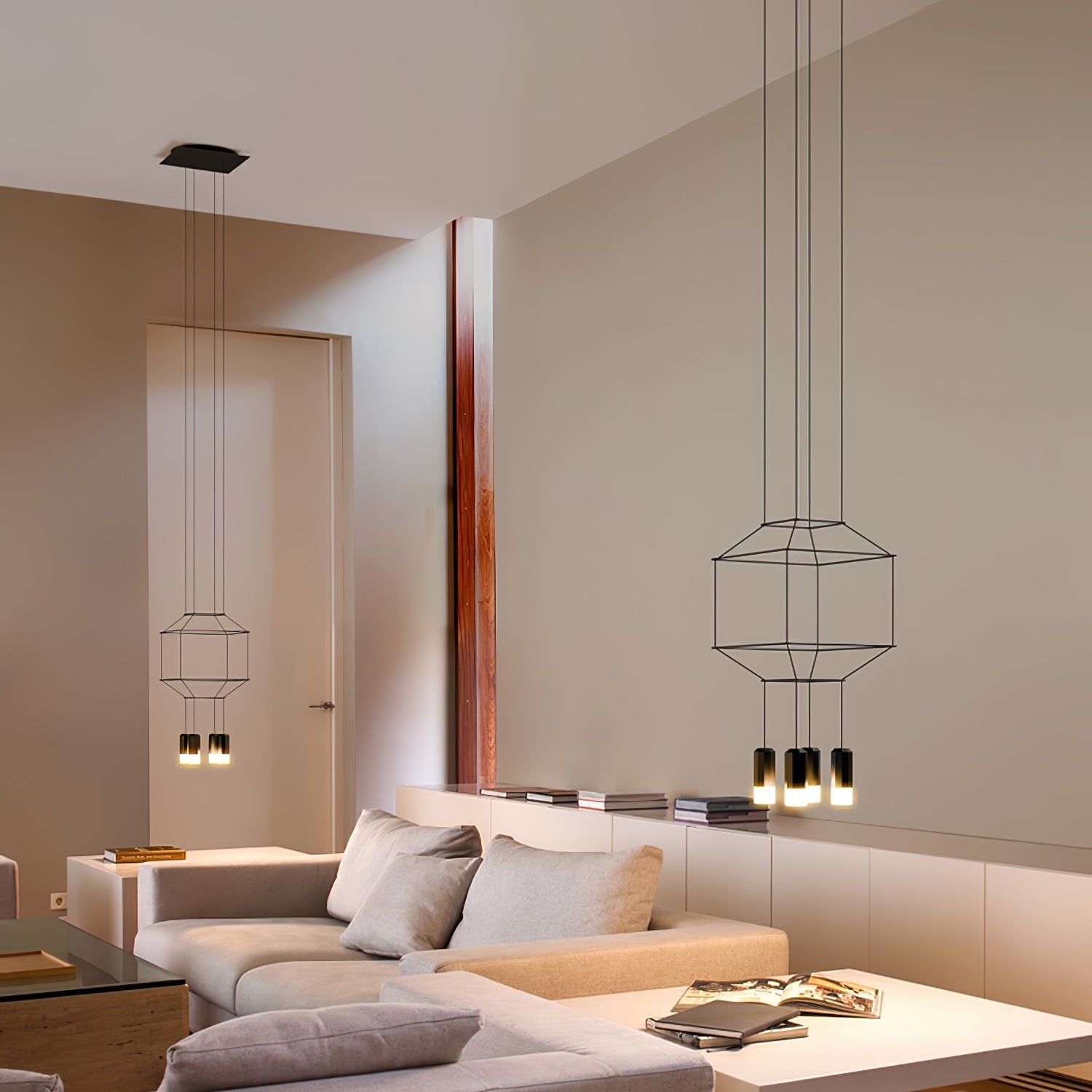Hanglamp Minimalistisch met Geometrisch Draadframe en LED Spots ##POS:9##