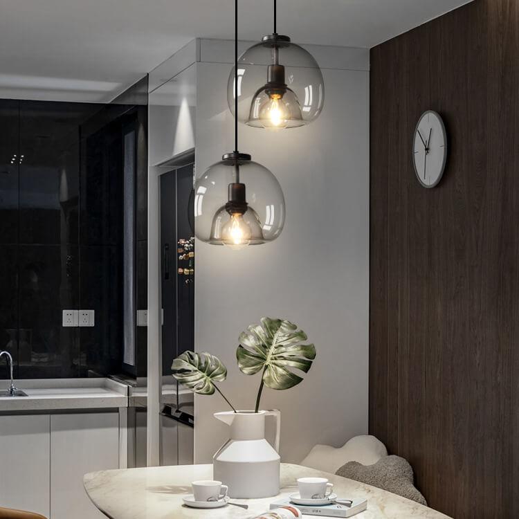 Hanglamp Minimalistisch met Rookglazen Koepelkap en Verstelbare Hoogte