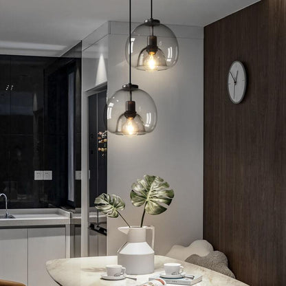 Hanglamp Minimalistisch met Rookglazen Koepelkap en Verstelbare Hoogte