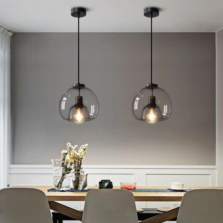 Hanglamp Minimalistisch met Rookglazen Koepelkap en Verstelbare Hoogte