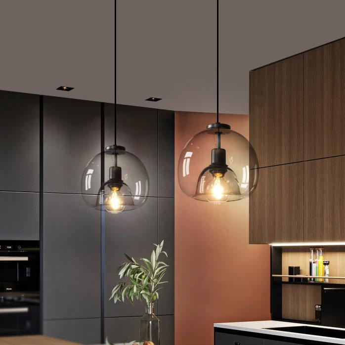 Hanglamp Minimalistisch met Rookglazen Koepelkap en Verstelbare Hoogte