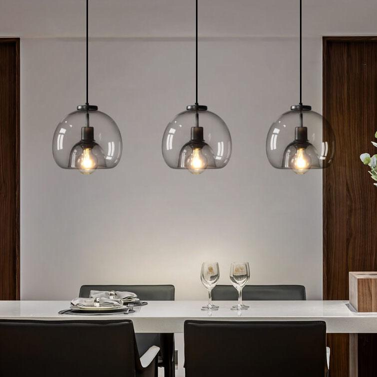 Hanglamp Minimalistisch met Rookglazen Koepelkap en Verstelbare Hoogte