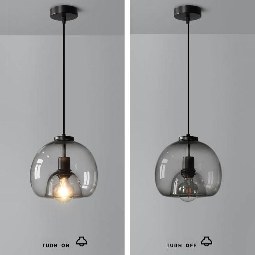 Hanglamp Minimalistisch met Rookglazen Koepelkap en Verstelbare Hoogte