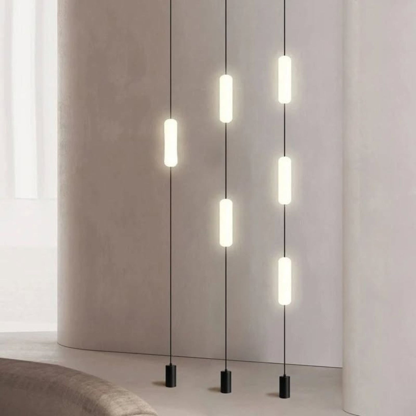 Hanglamp Minimalistisch met Verticale LED Cilinders en Verstelbare Hoogte