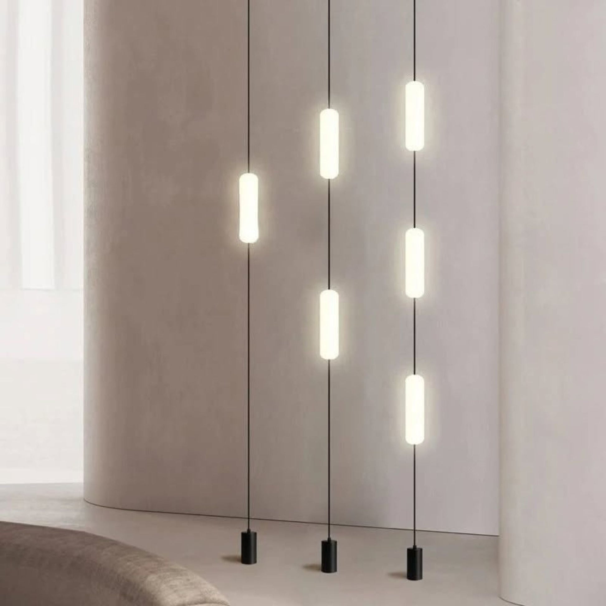 Hanglamp Minimalistisch met Verticale LED Cilinders en Verstelbare Hoogte