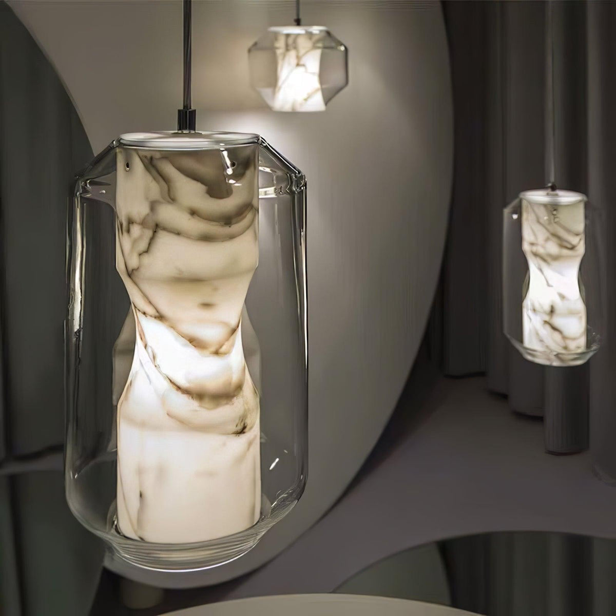 Hanglamp Modern met Alabaster Kap en Verstelbare Hoogte