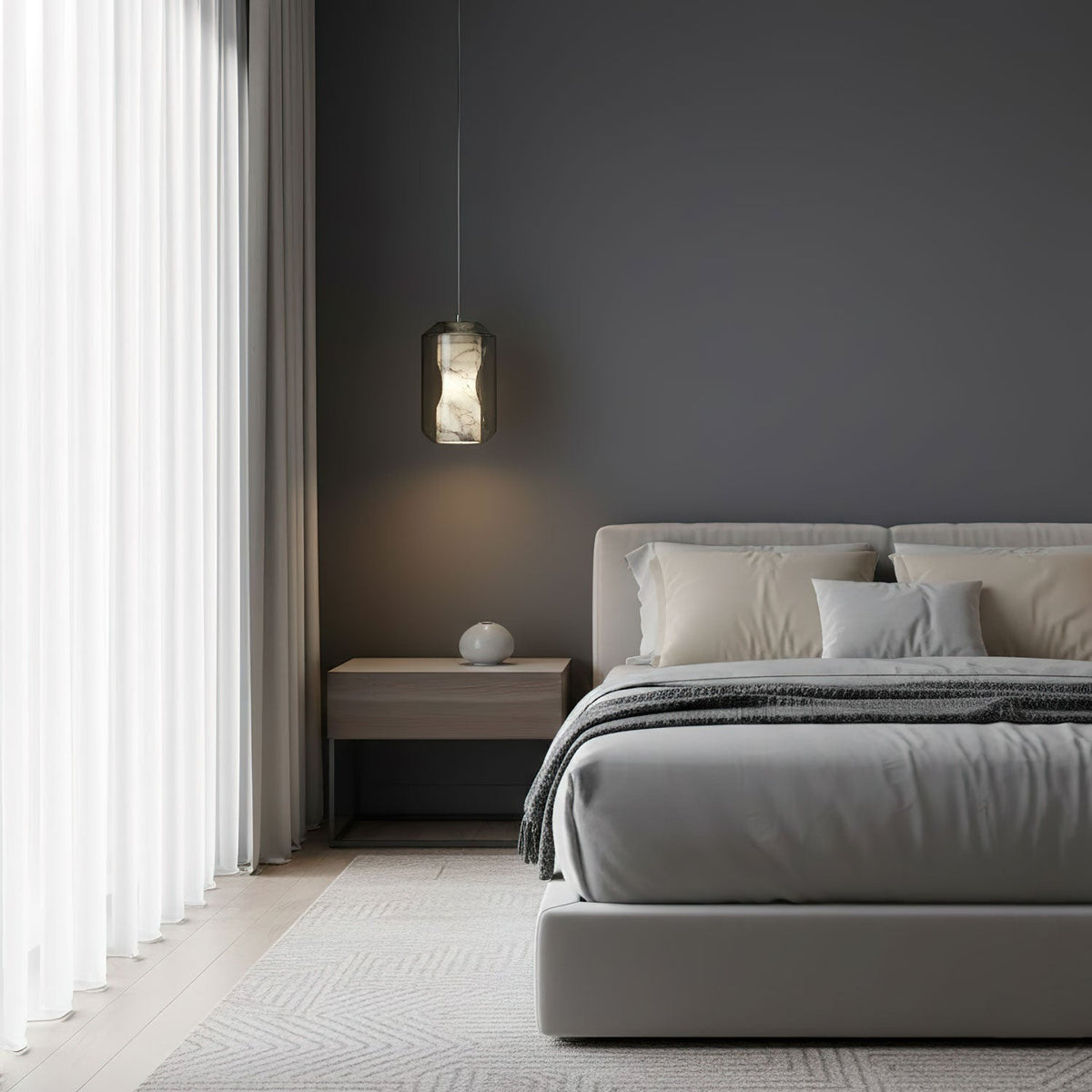 Hanglamp Modern met Alabaster Kap en Verstelbare Hoogte