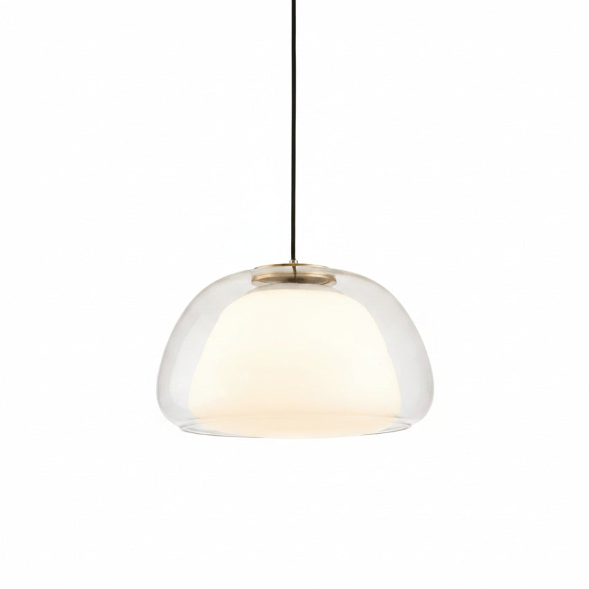 Hanglamp Modern met Dubbele Glazen Bol en Opaalwitte Binnenkap