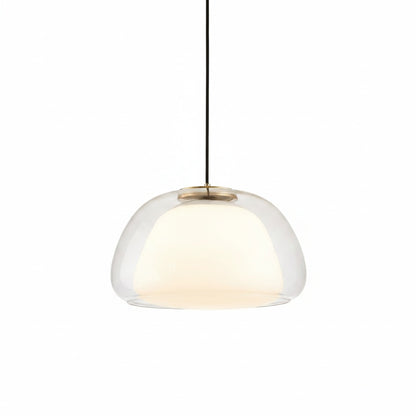 Hanglamp Modern met Dubbele Glazen Bol en Opaalwitte Binnenkap
