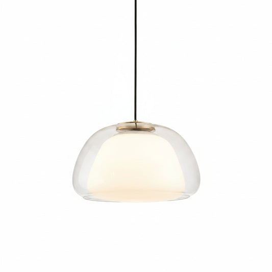 Hanglamp Modern met Dubbele Glazen Bol en Opaalwitte Binnenkap