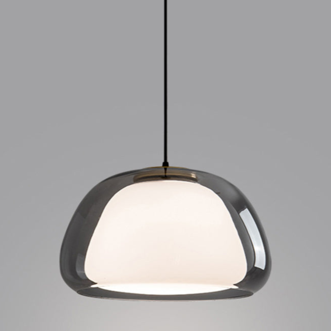 Hanglamp Modern met Dubbele Glazen Bol en Opaalwitte Binnenkap