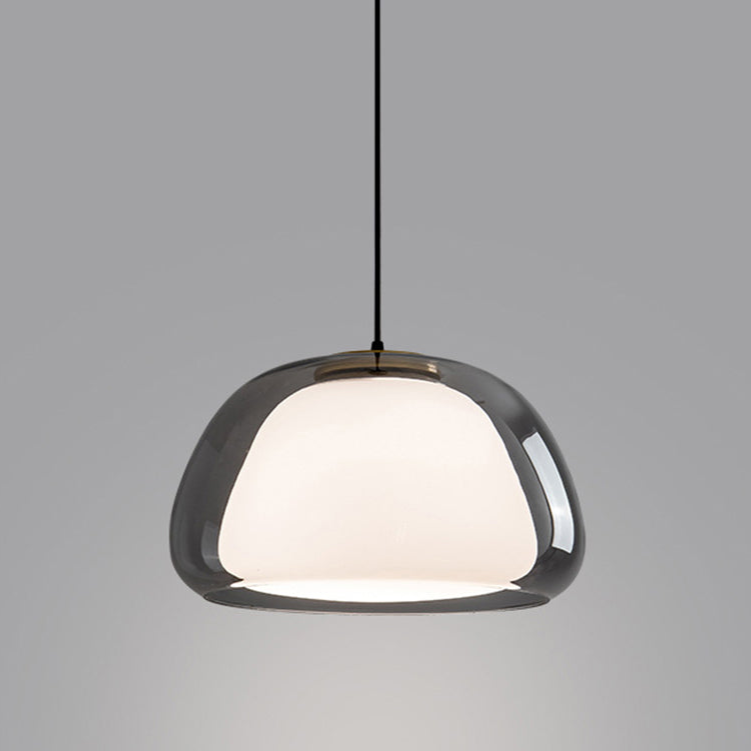 Hanglamp Modern met Dubbele Glazen Bol en Opaalwitte Binnenkap