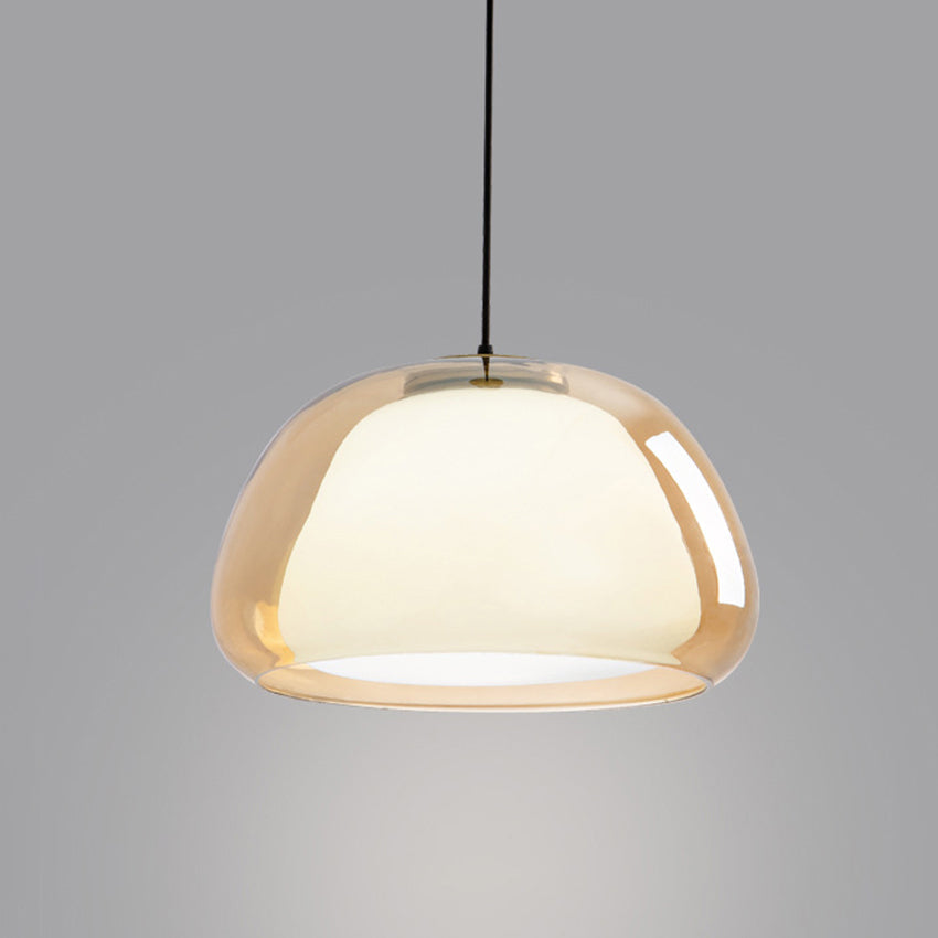 Hanglamp Modern met Dubbele Glazen Bol en Opaalwitte Binnenkap