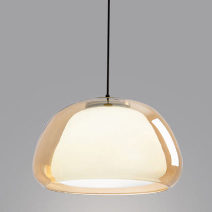 Hanglamp Modern met Dubbele Glazen Bol en Opaalwitte Binnenkap