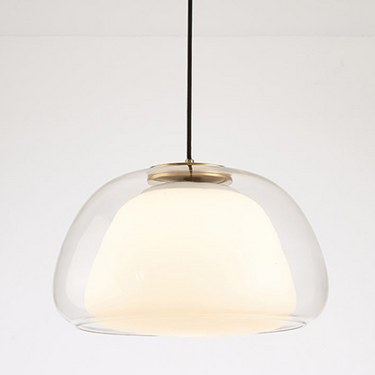 Hanglamp Modern met Dubbele Glazen Bol en Opaalwitte Binnenkap