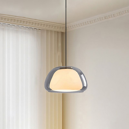 Hanglamp Modern met Dubbele Glazen Bol en Opaalwitte Binnenkap