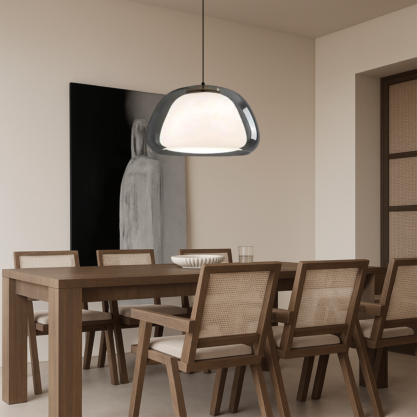 Hanglamp Modern met Dubbele Glazen Kap en Verstelbare Hoogte