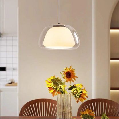 Hanglamp Modern met Dubbele Glazen Kap en Verstelbare Hoogte