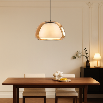 Hanglamp Modern met Dubbele Glazen Kap en Verstelbare Hoogte