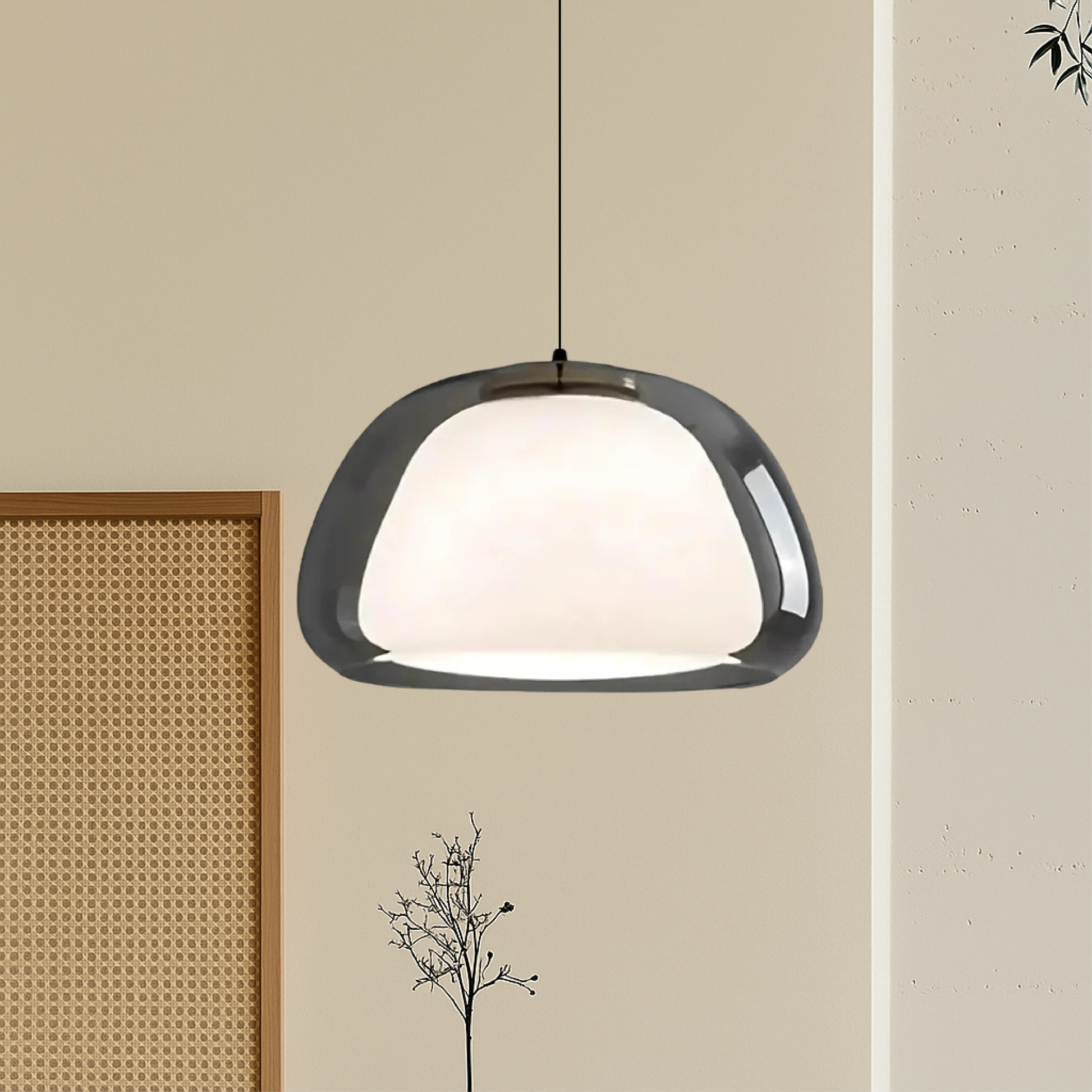 Hanglamp Modern met Dubbele Glazen Kap en Verstelbare Hoogte