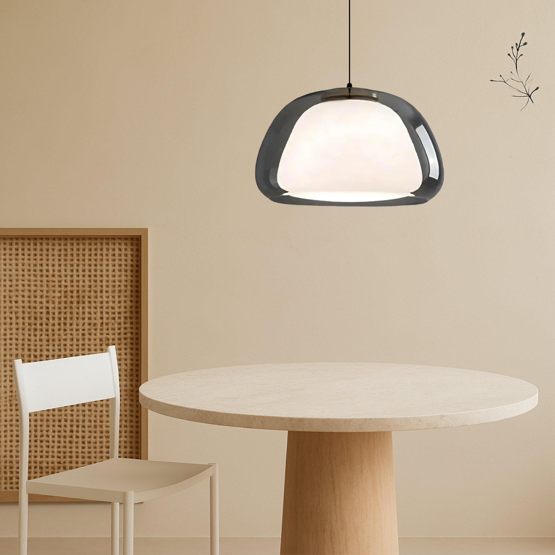 Hanglamp Modern met Dubbele Glazen Kap en Verstelbare Hoogte