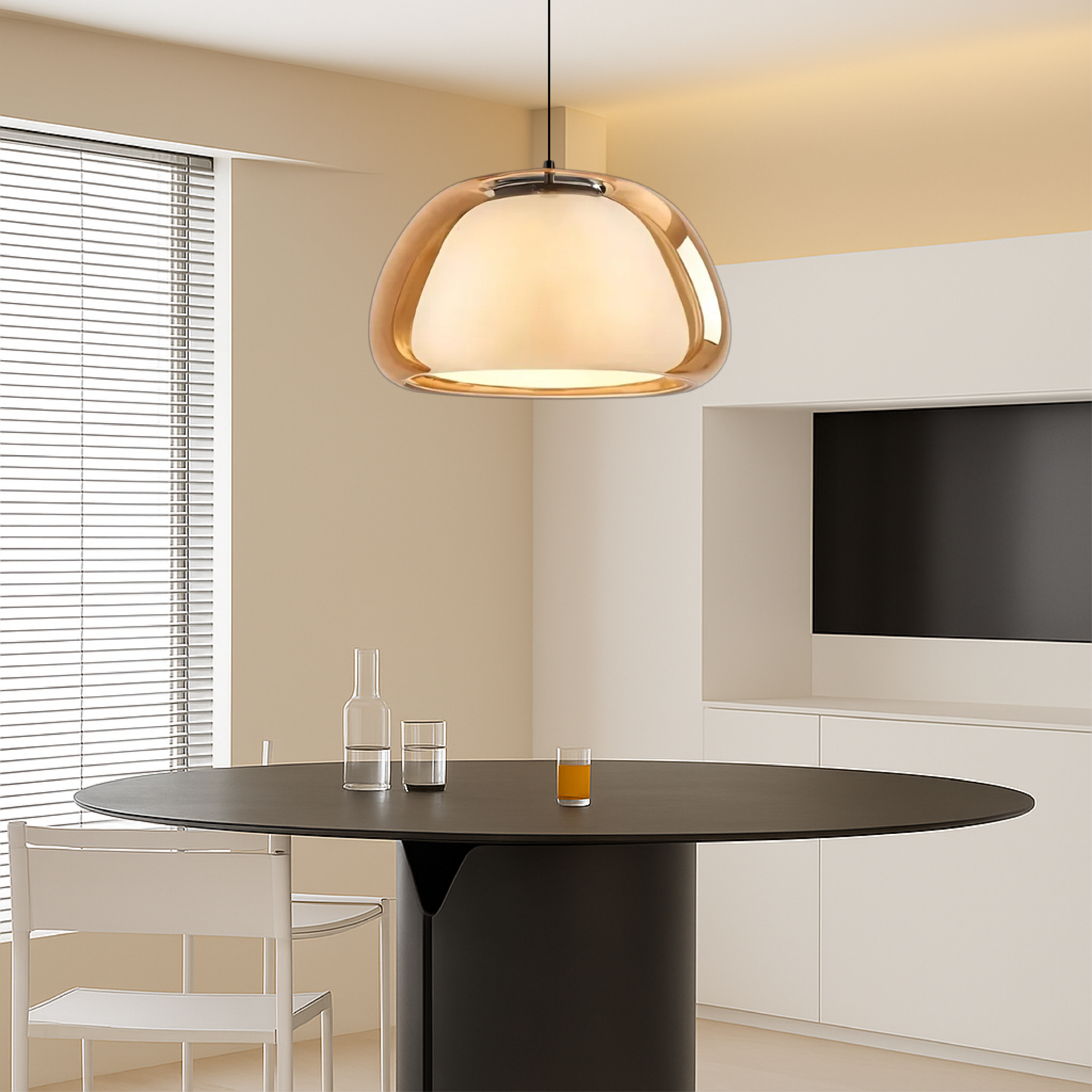 Hanglamp Modern met Dubbele Glazen Kap en Verstelbare Hoogte