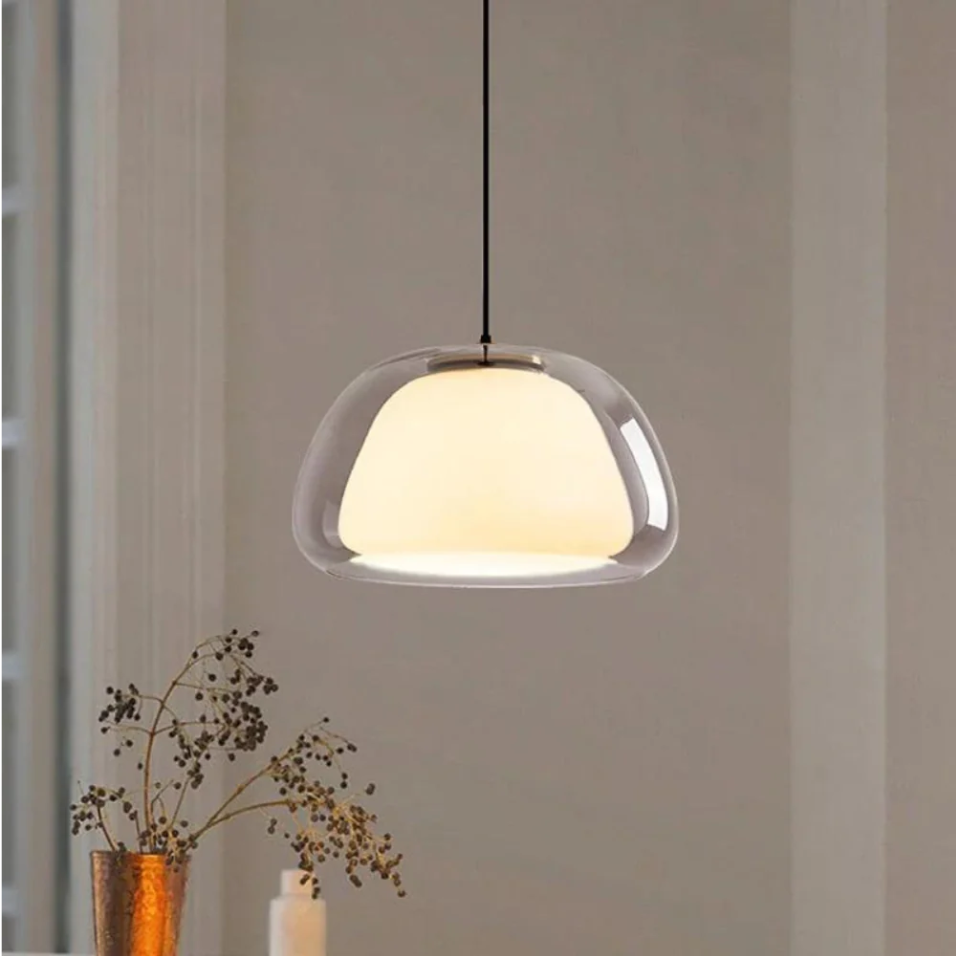 Hanglamp Modern met Dubbele Glazen Kap en Verstelbare Hoogte