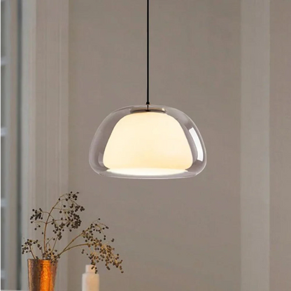 Hanglamp Modern met Dubbele Glazen Kap en Verstelbare Hoogte