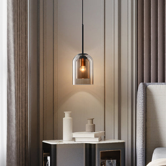 Hanglamp Modern met Dubbele Glazen Kap en Verstelbare Kabellengte