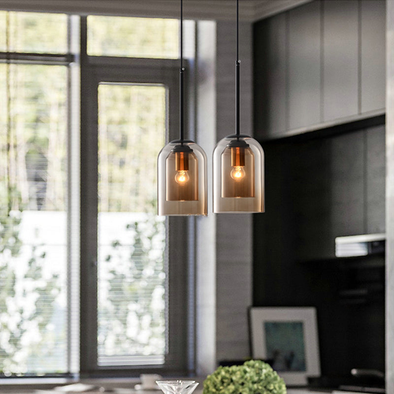 Hanglamp Modern met Dubbele Glazen Kap en Verstelbare Kabellengte