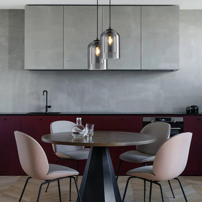 Hanglamp Modern met Dubbele Glazen Kap en Verstelbare Kabellengte