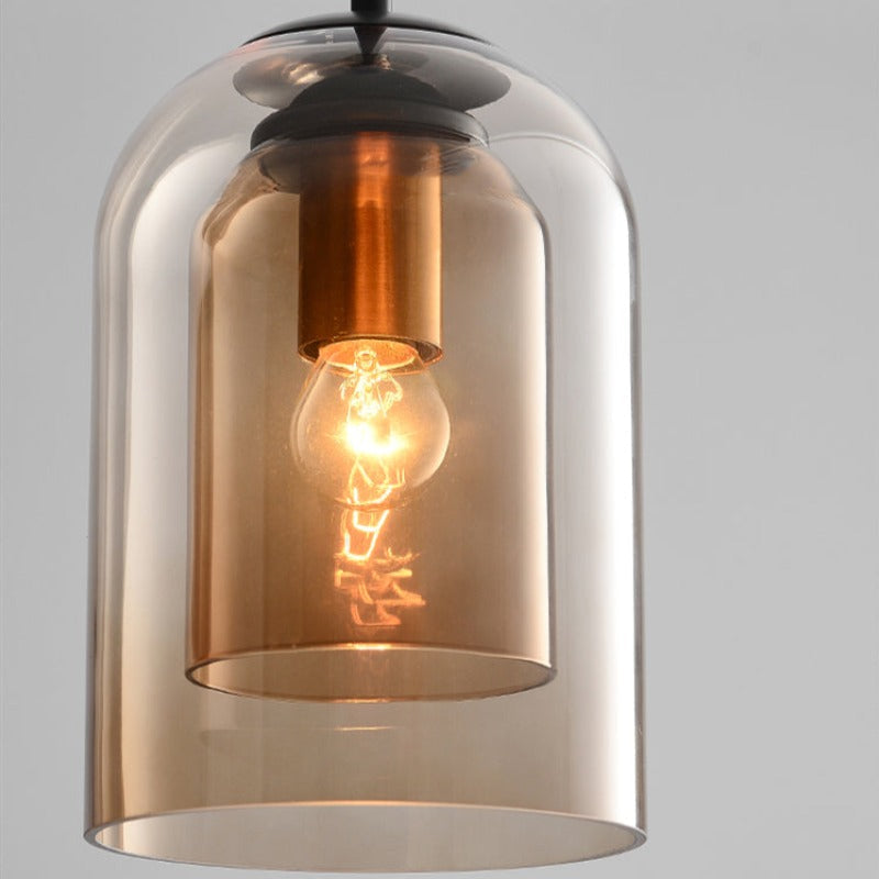 Hanglamp Modern met Dubbele Glazen Kap en Verstelbare Kabellengte