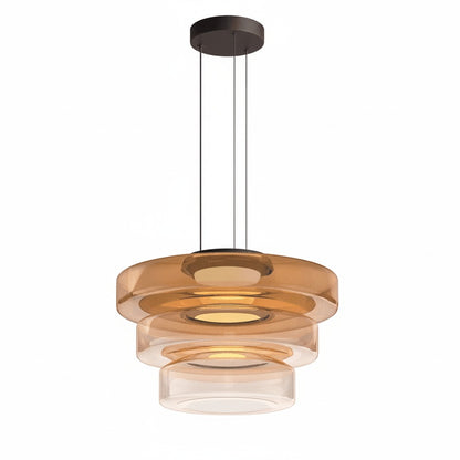 Hanglamp Modern met Gelaagde Glazen Kap en Verstelbare Hoogte