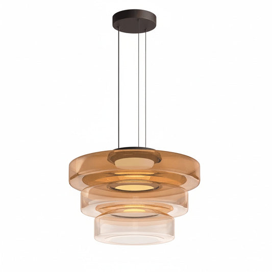 Hanglamp Modern met Gelaagde Glazen Kap en Verstelbare Hoogte