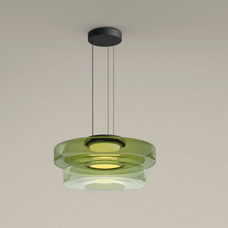 Hanglamp Modern met Gelaagde Glazen Kap en Verstelbare Hoogte