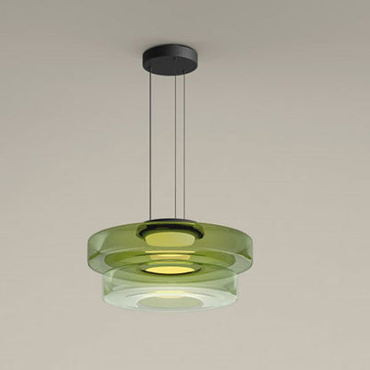 Hanglamp Modern met Gelaagde Glazen Kap en Verstelbare Hoogte
