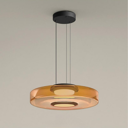Hanglamp Modern met Gelaagde Glazen Kap en Verstelbare Hoogte