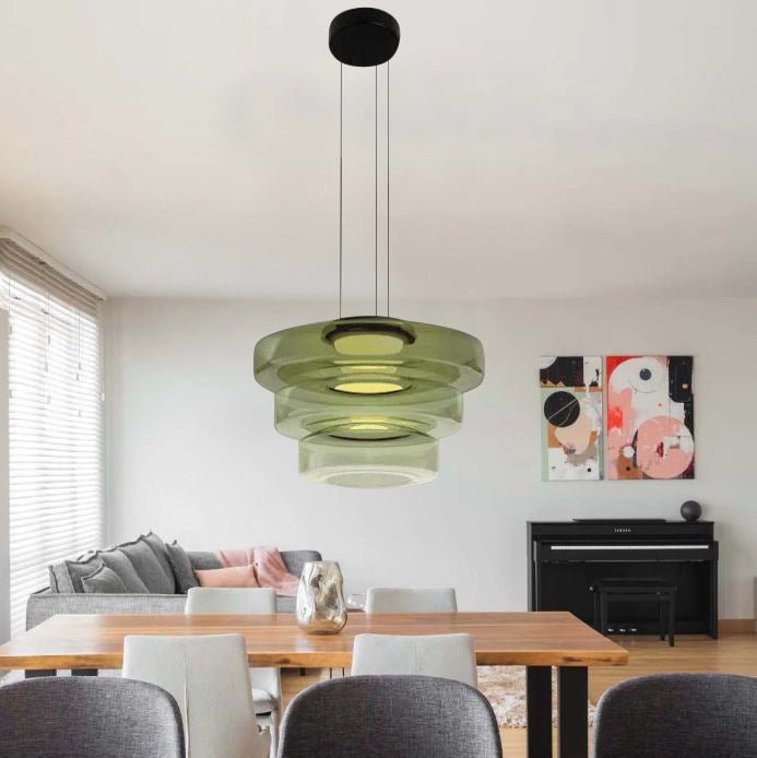 Hanglamp Modern met Gelaagde Glazen Kap en Verstelbare Hoogte