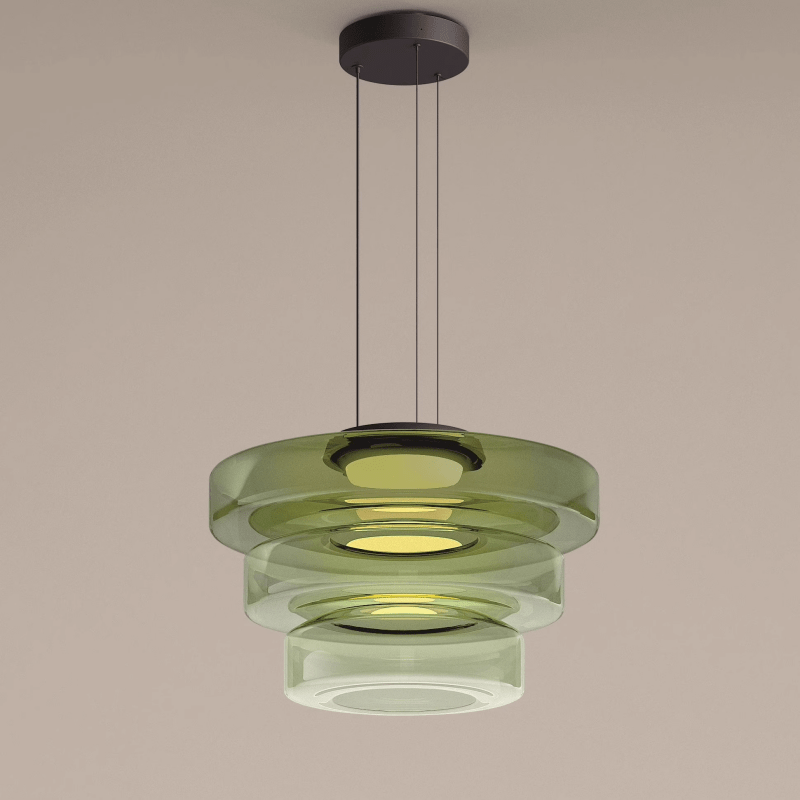 Hanglamp Modern met Gelaagde Glazen Kap en Verstelbare Hoogte