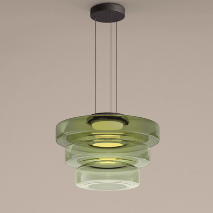 Hanglamp Modern met Gelaagde Glazen Kap en Verstelbare Hoogte