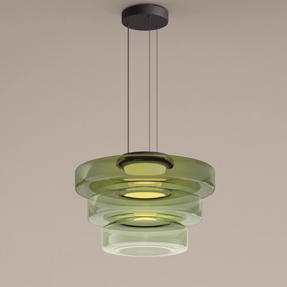 Hanglamp Modern met Gelaagde Glazen Kap en Verstelbare Hoogte