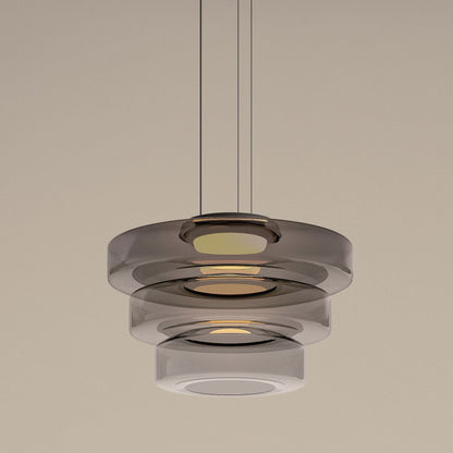 Hanglamp Modern met Gelaagde Glazen Kap en Verstelbare Hoogte